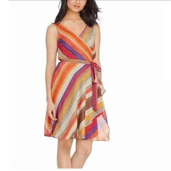 Lauren by Ralph Lauren Dresses & Skirts - Lauren Ralph Lauren Size 14 Striped Sleeveless Midi Wrap Dress Y2K Fairy Retro